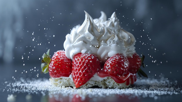 Köstliche Erdbeer-Schlagcreme Dessert-Scheibe Eton Mess Meringue Erdbeer-Creme