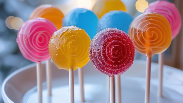 Foto köstliche farbige lollipops, die man sofort essen kann