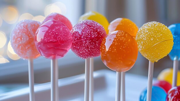 Foto köstliche farbige lollipops, die man sofort essen kann