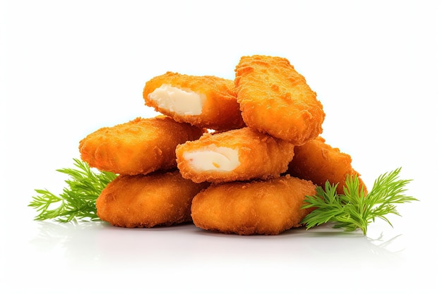 Köstliche Fischnuggets vor schlichter Kulisse