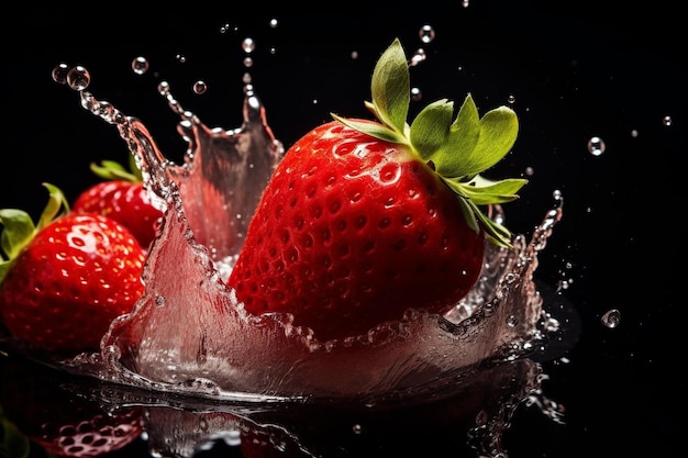 Köstliche frische Erdbeeren im Wasser