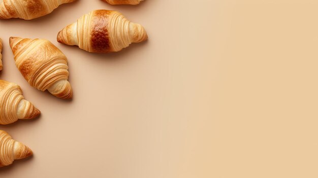 Foto köstliche goldene croissants hintergrund vorlage croissants tapeten und banner für bäcker