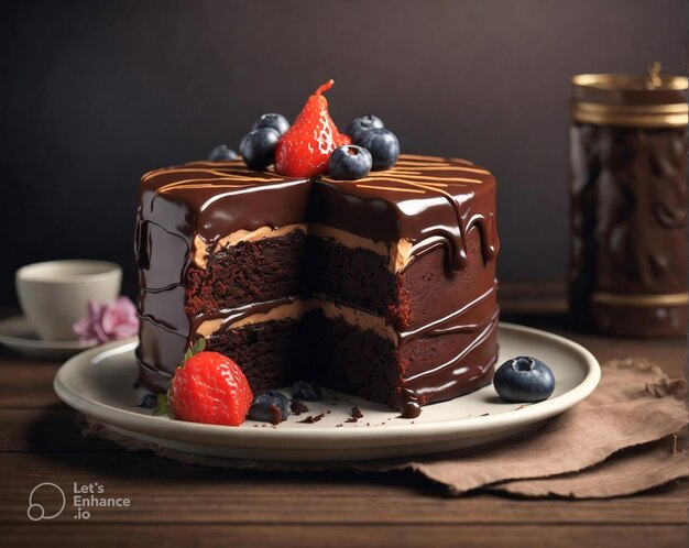 Foto köstliche hand gezeichnet schokoladenkuchen