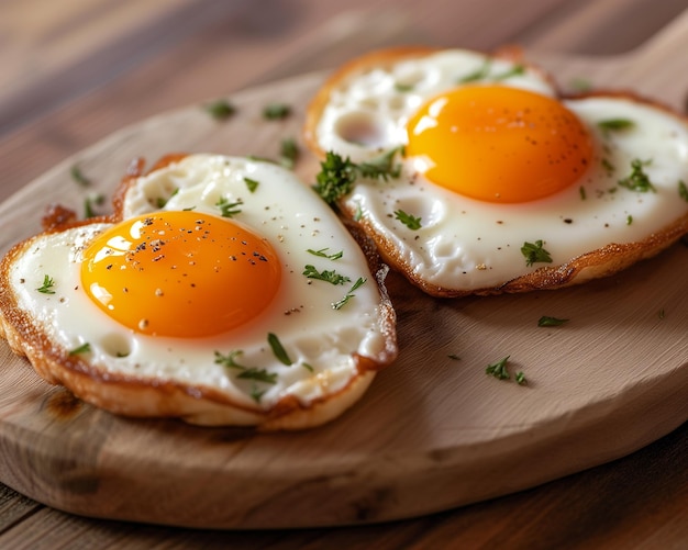 köstliche herzförmige gebratene Eier für ein romantisches Frühstück oder Valentinstag