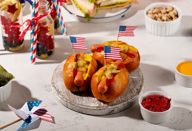 Foto köstliche hot dogs für den us-arbeitstag