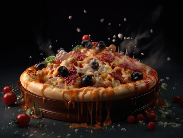 Köstliche Käsepizza filmisches Essen generatives ai