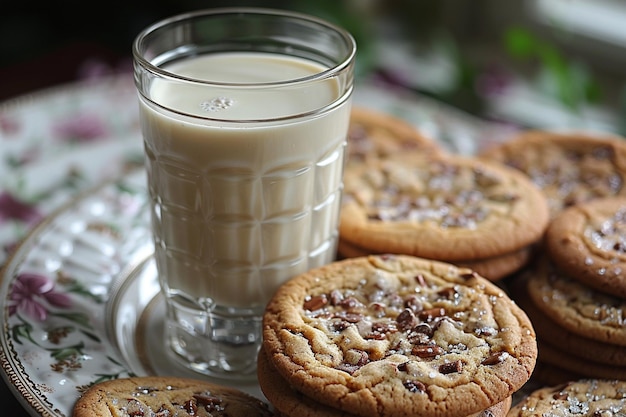 Foto köstliche kekse mit einem glas milch ar c