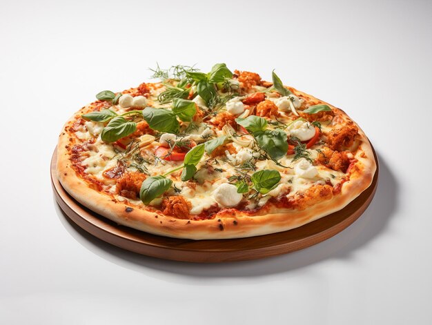 Köstliche leckere italienische Pizza mit weißem Hintergrund