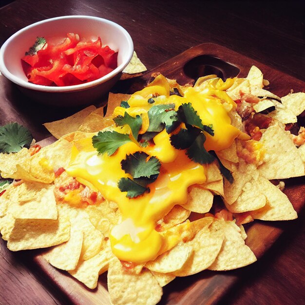 Foto köstliche mexikanische nachos käsige texmex-nachos mit käse