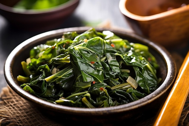 köstliche Pan-Fried-Collard-Grün-Mahlzeit