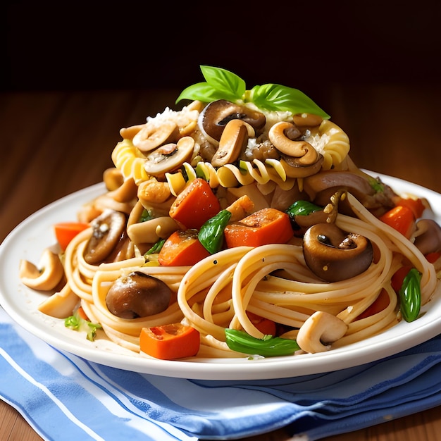 Foto köstliche pasta mit etwas gemüse, fotografie, erstellt mit ai, hochauflösendem lebensmittelhintergrund