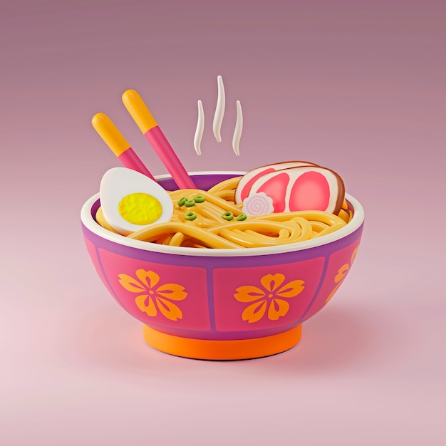 Köstliche Ramen mit Stäbchen-Arrangement