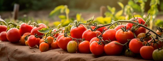 Köstliche reife Tomaten in einem malerischen Garten Generative AI