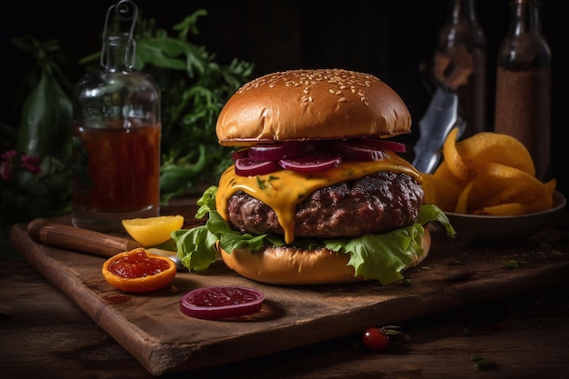 Köstliche saftige Burger Das beliebteste Essen der Welt Generative KI