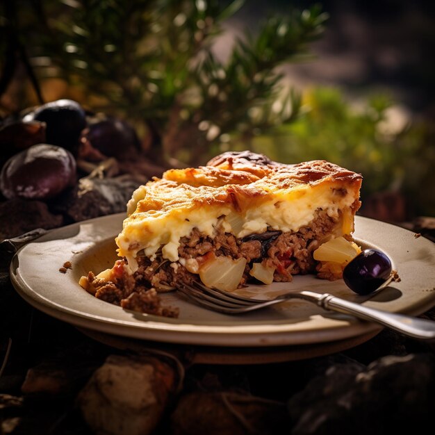 köstliche Schäferkuchen im Freien Lebensmittelfotografie