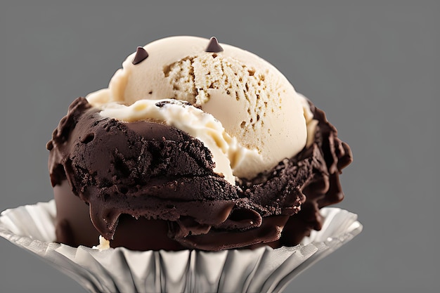Köstliche Schokoladen-Eiskugeln isoliert auf farbenfrohem Hintergrund