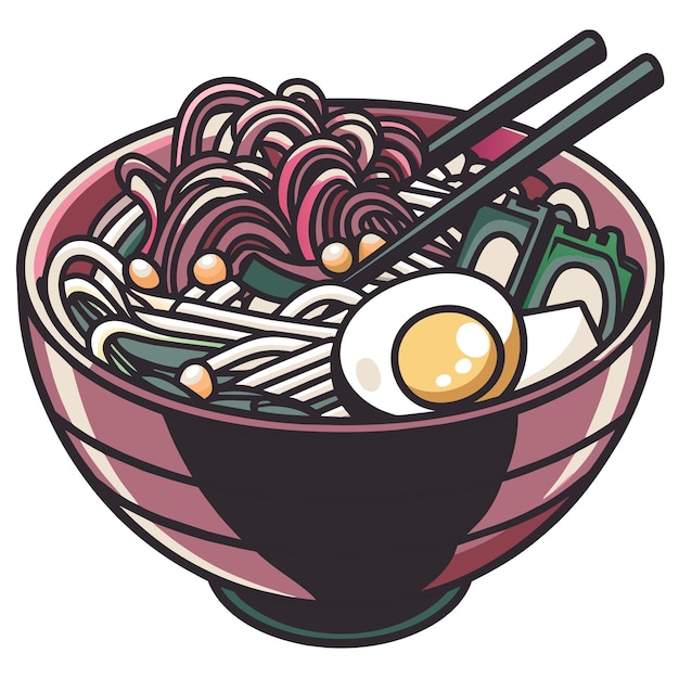 köstliche Schüssel traditionellen asiatischen Ramen mit Nudeln, Brühe, Ei, Gemüse und Fleisch