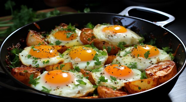 Köstliche Snacks Rezept und wunderschöner Blick auf das Eieromelett