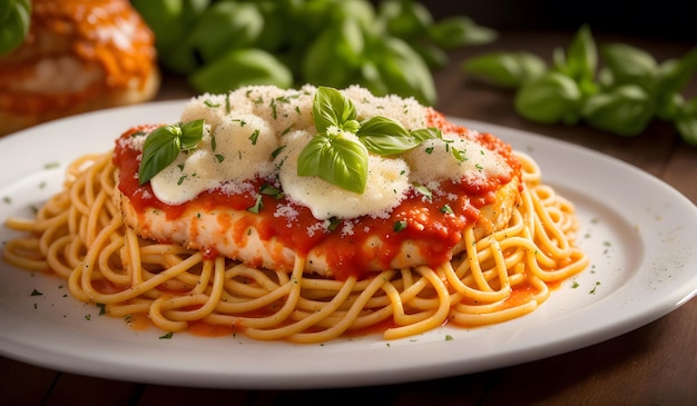 Köstliche Spaghetti im Hintergrund einer generativen KI