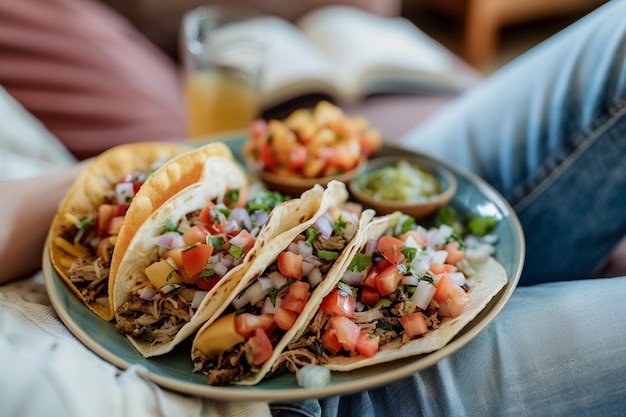 Foto köstliche traditionelle mexikanische tacos in einem gemütlichen zuhause bereit zum abendessen