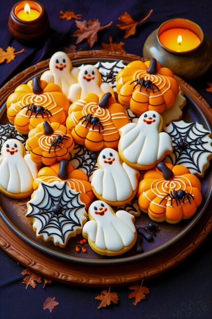 Köstliche und duftende Kekse für Halloween. Blick von oben