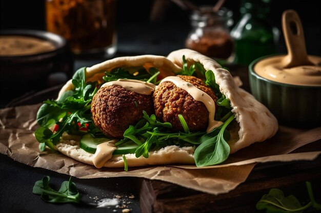 Foto köstliche und knusprige falafel traditionelle küche des nahen ostens, die von ki generiert wurde