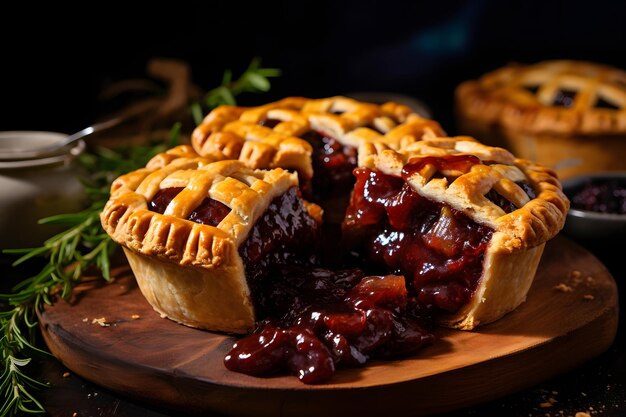 Köstliche vegane Kuchen mit flockiger Kruste und Füllungen