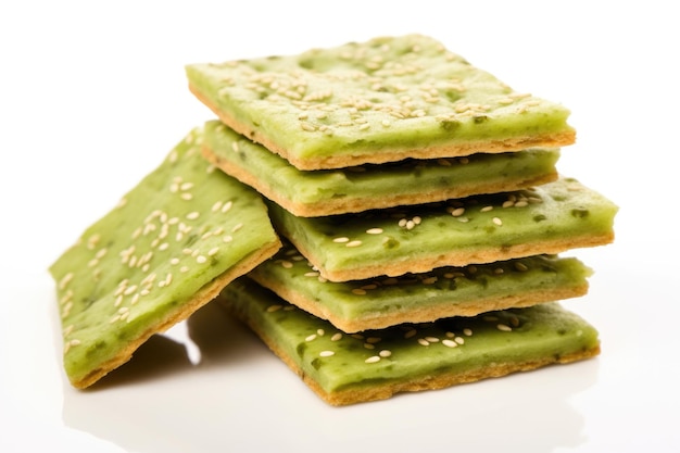 Köstliche Wasabi-Cracker auf weißem Hintergrund