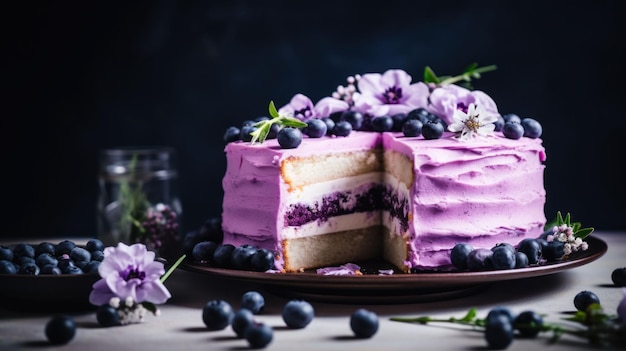 Köstlicher Blaubeer-Zitronen-Lavendel-Kuchen