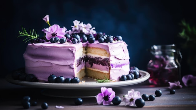 Köstlicher Blaubeer-Zitronen-Lavendel-Kuchen