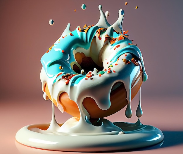 Köstlicher Donut in Sahne Generative AI