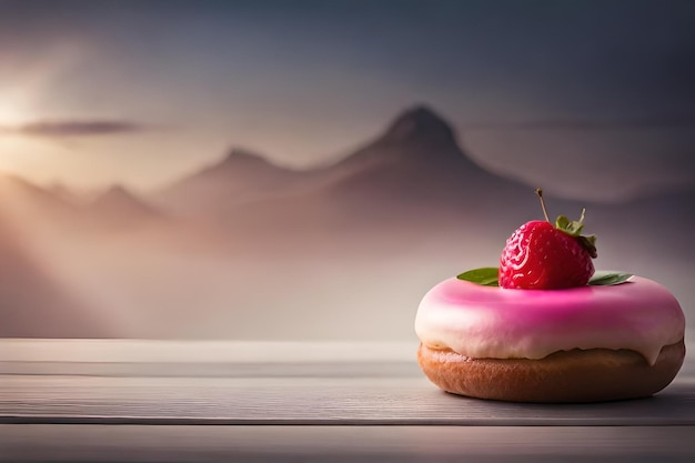 Foto köstlicher donut mit rosa