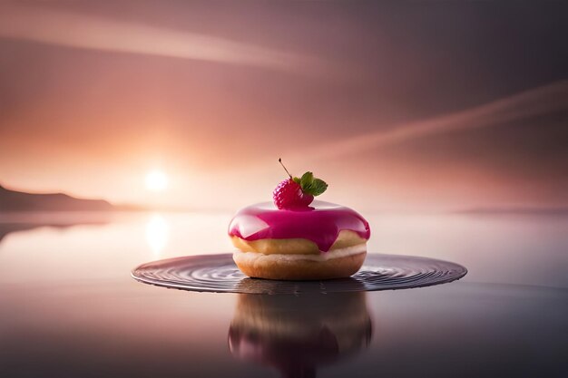 Foto köstlicher donut mit rosa