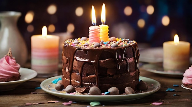 Köstlicher Geburtstagskuchen mit Schokoladen-Glasur und Sahne
