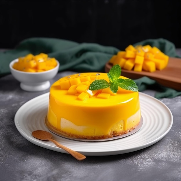 Köstlicher glasierter Mango-Kuchen ohne gebackenen Käse