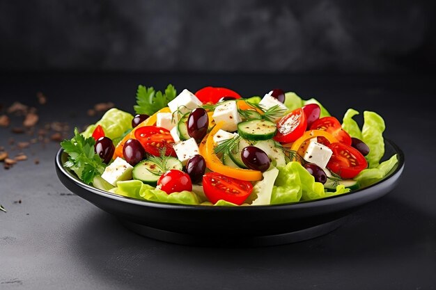 Köstlicher griechischer Salat mit Kirsch, Tomaten, Gurken und Salat