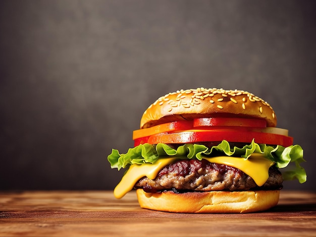 Köstlicher großer Hamburger mit Salat und Tomaten generativer ai