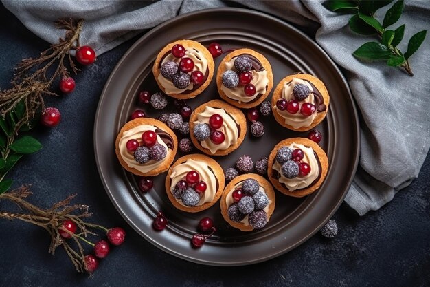 Köstlicher hausgemachter Kuchen mit frischen Beeren zur Weihnachtsfeier