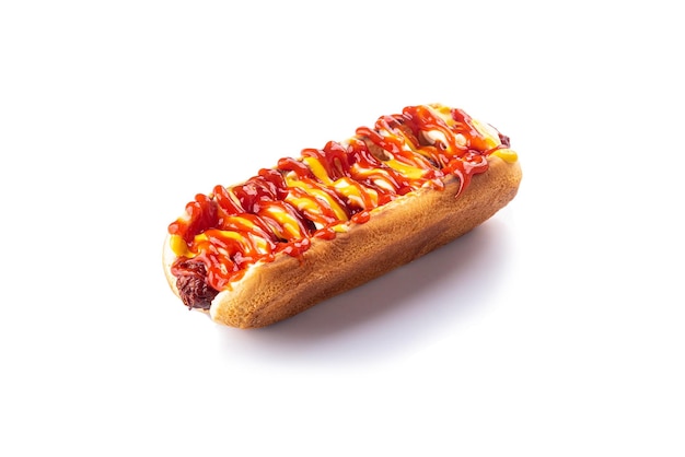 Köstlicher Hotdog isoliert auf weißem Hintergrund