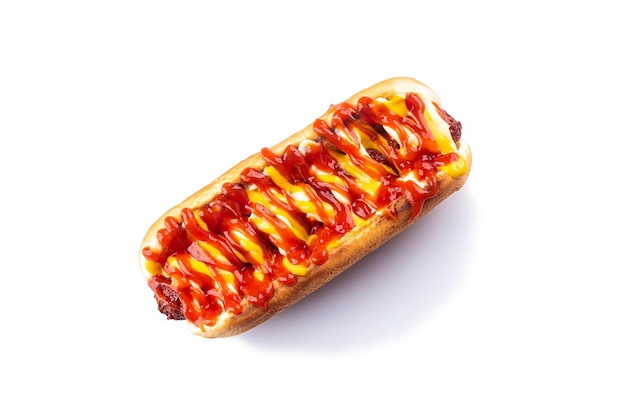 Köstlicher Hotdog isoliert auf weißem Hintergrund