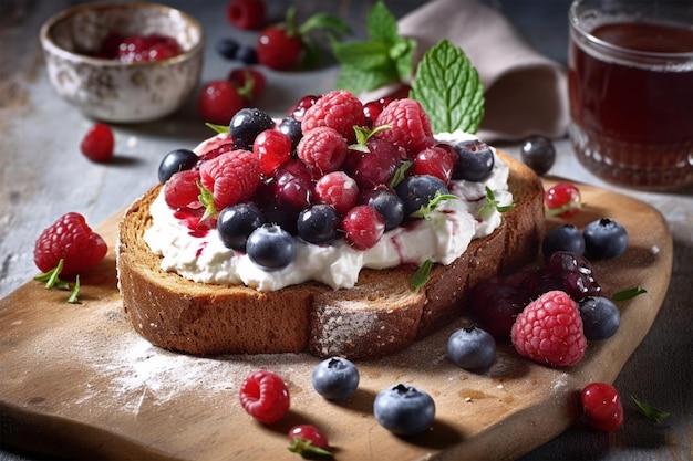 köstlicher Kuchen mit Beeren und Erdbeeren