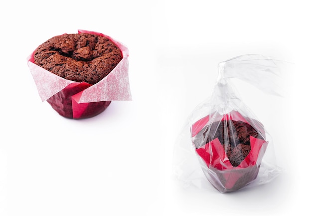 köstlicher Schokoladen-Browney in einer Plastikverpackung