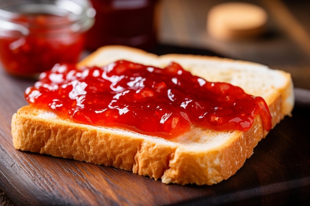 Köstlicher Toast mit süßer Marmelade zum Frühstück, Toast mit Marmelade, Toastbrot zum Frühstück.