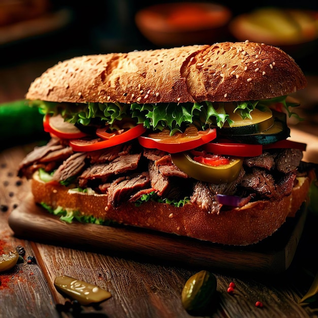 Köstlicher U-Boot-Burger mit Rindfleisch-Sandwich