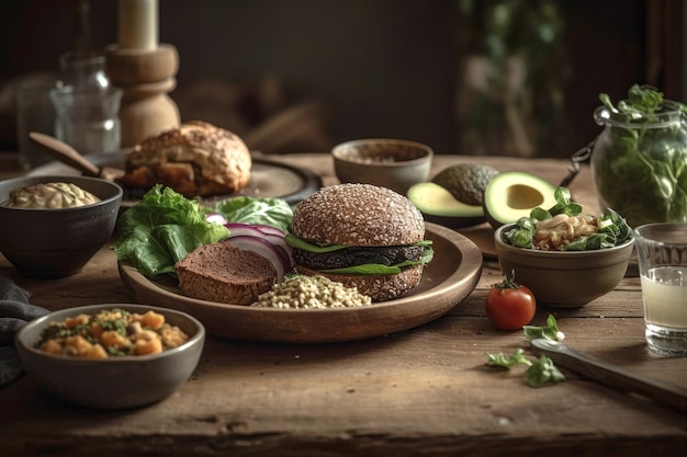 Köstlicher veganer Burger mit Gemüse