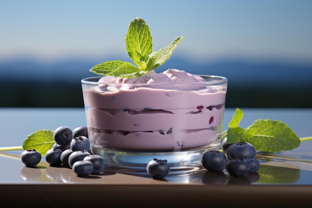 Foto köstliches dessert mit beeren, die von ki generiert wurden