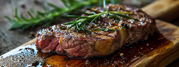 Foto köstliches gegrilltes steak in nahaufnahme mit rosmarin