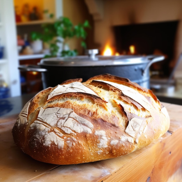 Köstliches hausgemachtes Brot mit einem rustikalen Aussehen direkt aus dem Ofen