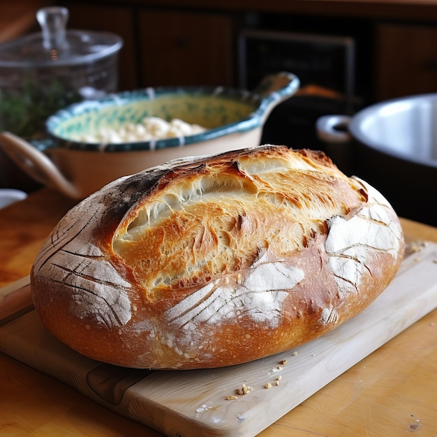 Köstliches hausgemachtes Brot mit einem rustikalen Aussehen direkt aus dem Ofen