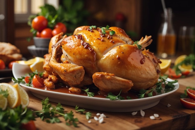 Köstliches Huhn auf dem Tisch